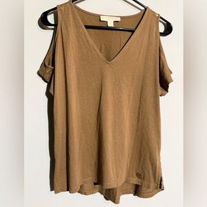 Michael Kors Tan Cold Shoulder Blouse Size Small